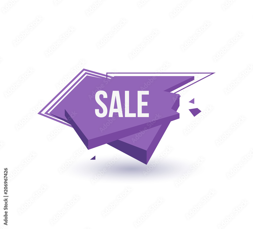 Sale trendy geometric label isolated on white background. Special season price tag, retail marketing promotion, supermarket advertising campaign vector illustration. Sale trendy geometric label isolated on white background. Special season price tag, retail marketing promotion, supermarket advertising campaign vector illustration.