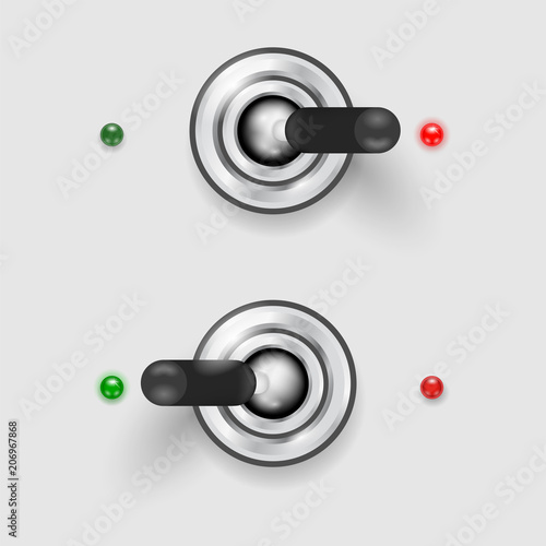 Metal switcher in two positions - ON-OFF concept