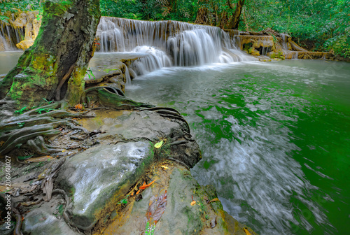 Deep forest Waterfall in Kanchanaburi province  Thailand.