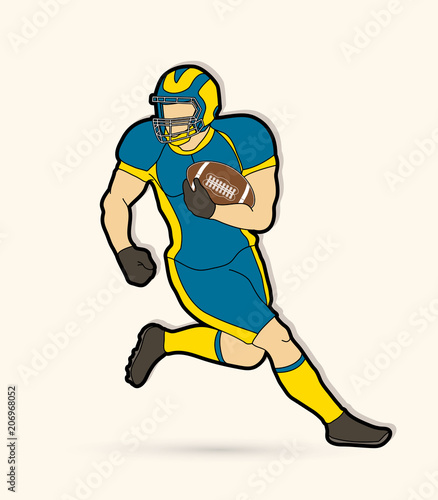 American football player, Sportsman action, sport concept graphic vector. © sila5775