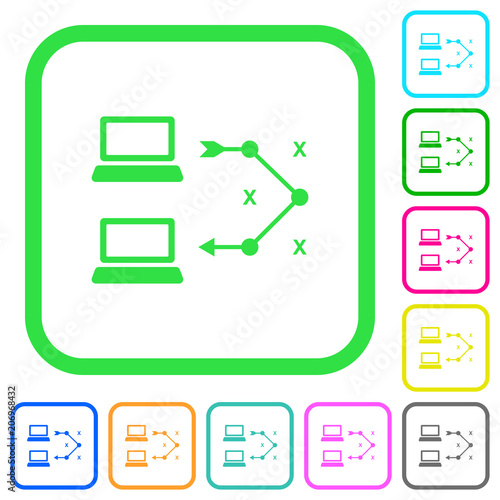 Traceroute remote computer vivid colored flat icons