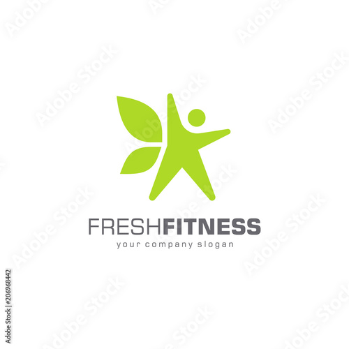 Fresh fitness vector logo design template. 