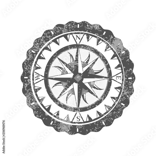 Compass rose isolated on white background icon. Nautical navigation and cartography symbol vector illustration.