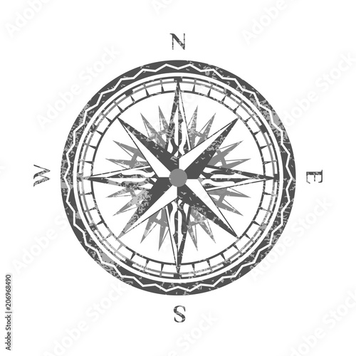 Windrose isolated on white background icon. Nautical navigation and cartography symbol vector illustration.
