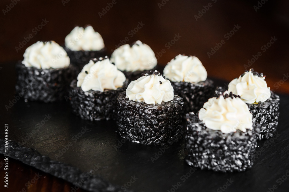 dishes of Japanese cuisine rolls with fish dishes of Japanese cuisine rolls with fish