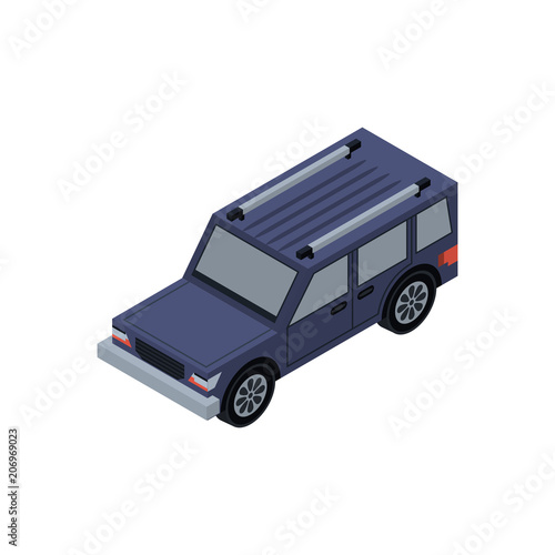 Offroad car isometric 3D element. Automobile transportation icon, urban and countryside traffic icon vector illustration.