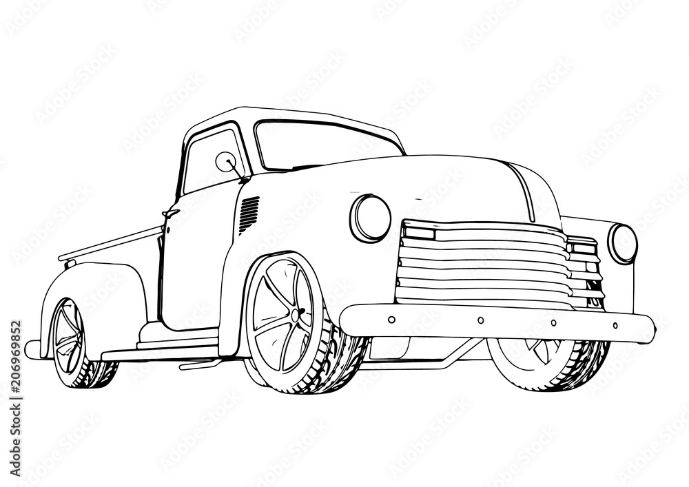 sketch pickup car vector