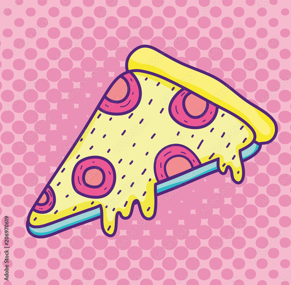 Fototapeta Pop art pizza cartoon