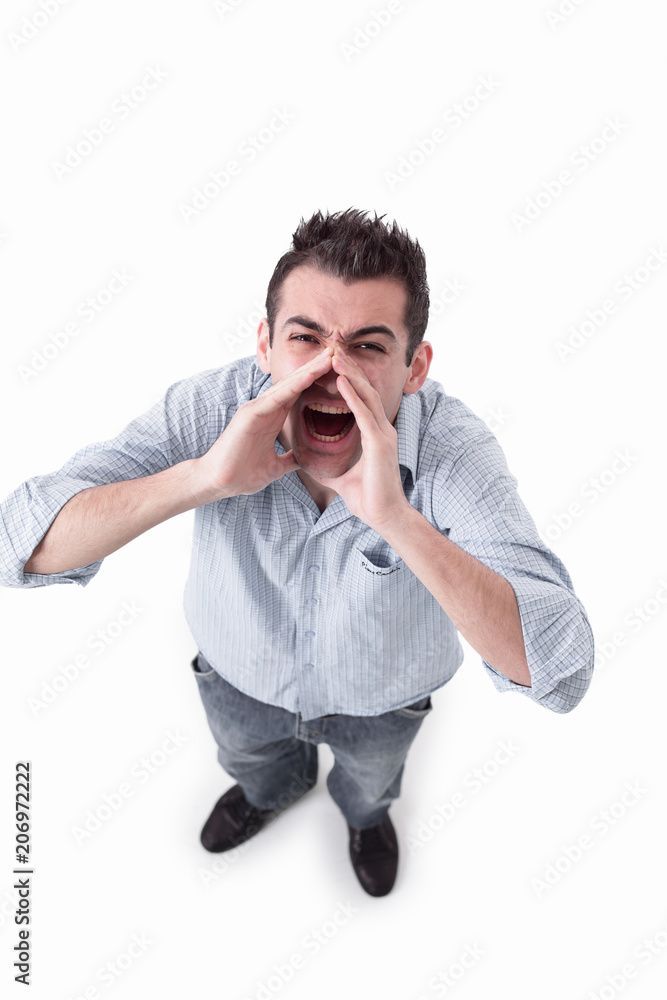 guy screaming and looking at camera. guy screaming and looking at camera.