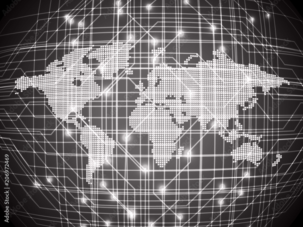 binary circuit board future technology, blue cyber security concept background, abstract hi speed digital internet.motion move blur. world map pixel vector binary circuit board future technology, blue cyber security concept background, abstract hi speed digital internet.motion move blur. world map pixel vector