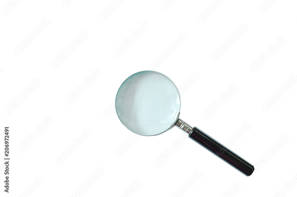 magnifying glass with black handle on white background magnifying glass with black handle on white background