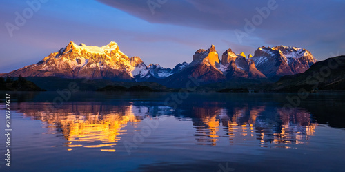 Torres del Paine National Park during sunrise, Patagonia, Chile