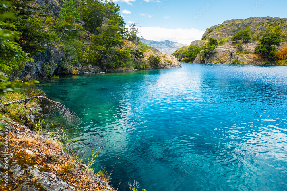 Lake of Cochrane with crystal clear blue water, Patagonia, Chile Lake of Cochrane with crystal clear blue water, Patagonia, Chile