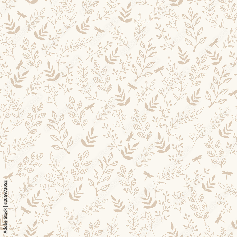 Tranquil wallpaper design. Seamless vector pattern.