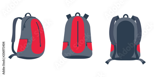 Backpack for Bike Riding Set Vector Illustration