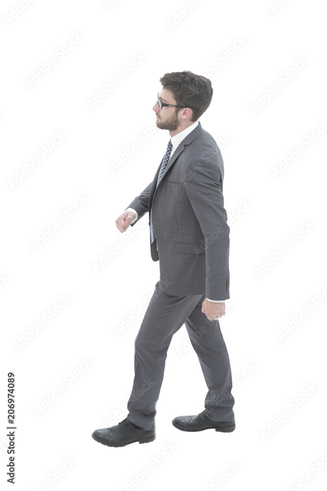Successful business man confidently goes forward Successful business man confidently goes forward