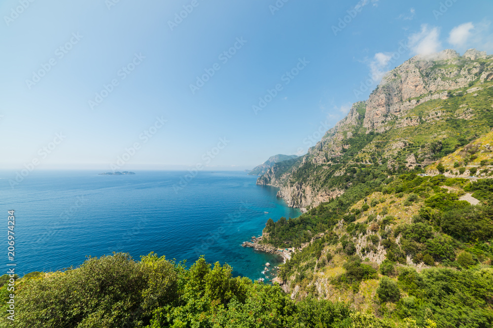 Rocky shore in world famous Amalfi coast