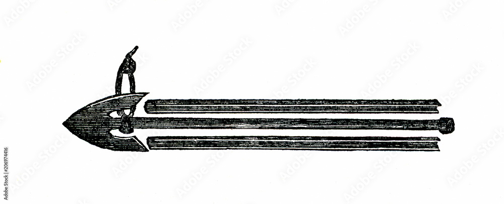 Obraz premium Large harpoon for shooting with a cannon (from Das Heller-Magazin, July 3, 1834) 