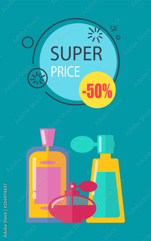 Super Price -50 Cosmetics Vector Illustration Super Price -50 Cosmetics Vector Illustration