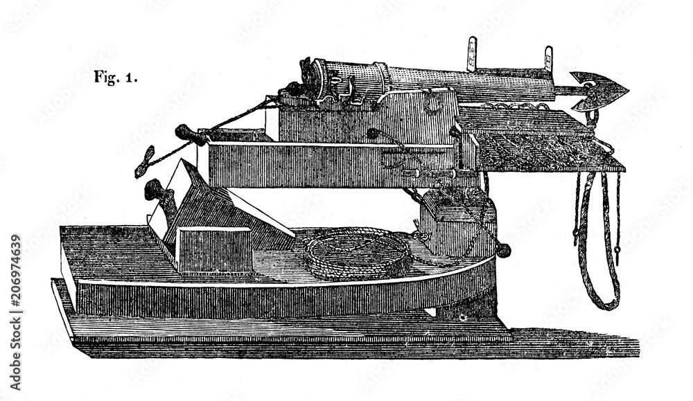 Obraz premium Harpoon cannon (from Das Heller-Magazin, July 3, 1834) 