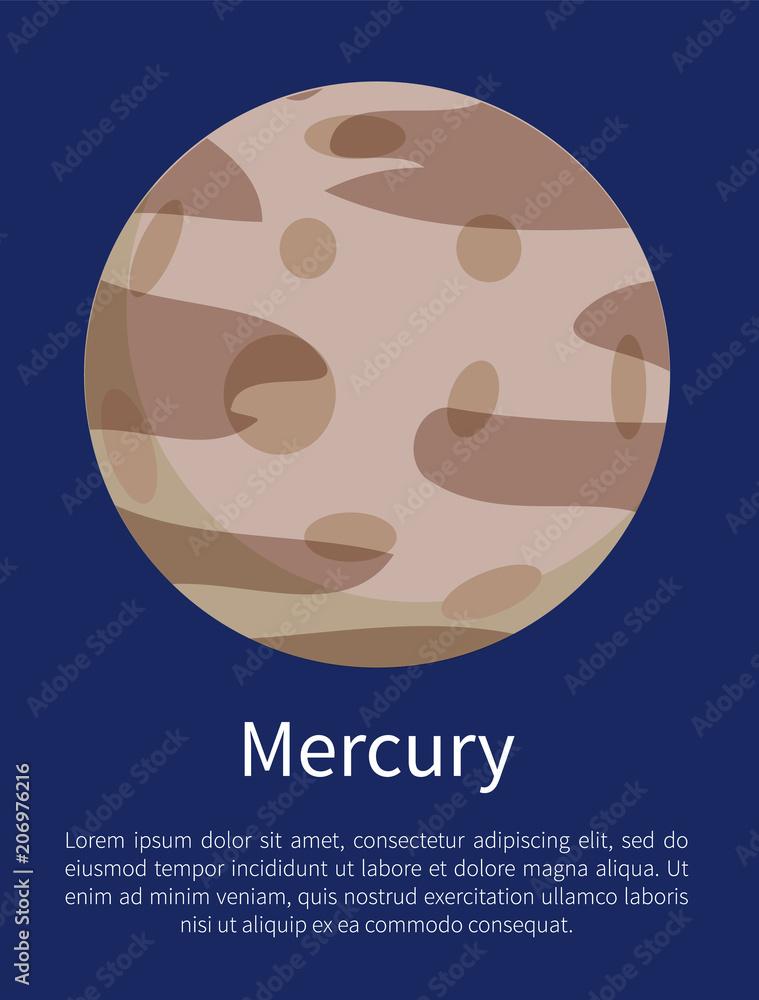 Mercury with Round Craters Vertical Info Poster Mercury with Round Craters Vertical Info Poster