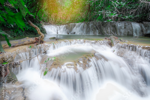 Huay Mae Kamin Waterfall   Srinakarin Dam National Park   Kanchanaburi province Thailand.