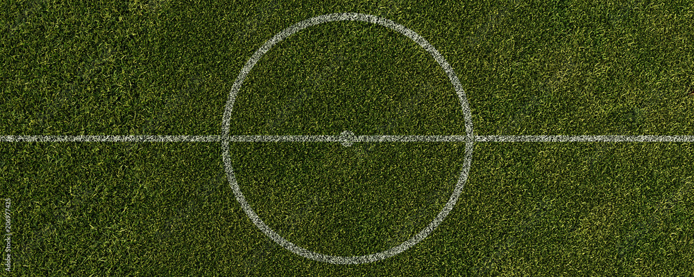 Fußball Mittelkreis aus Vogelperspektive