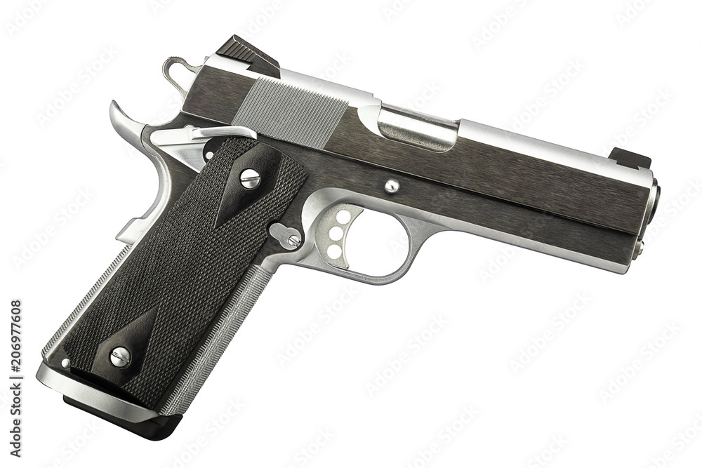 1911 .45 pistol metal handgun professional isolated 1911 .45 pistol metal handgun professional isolated