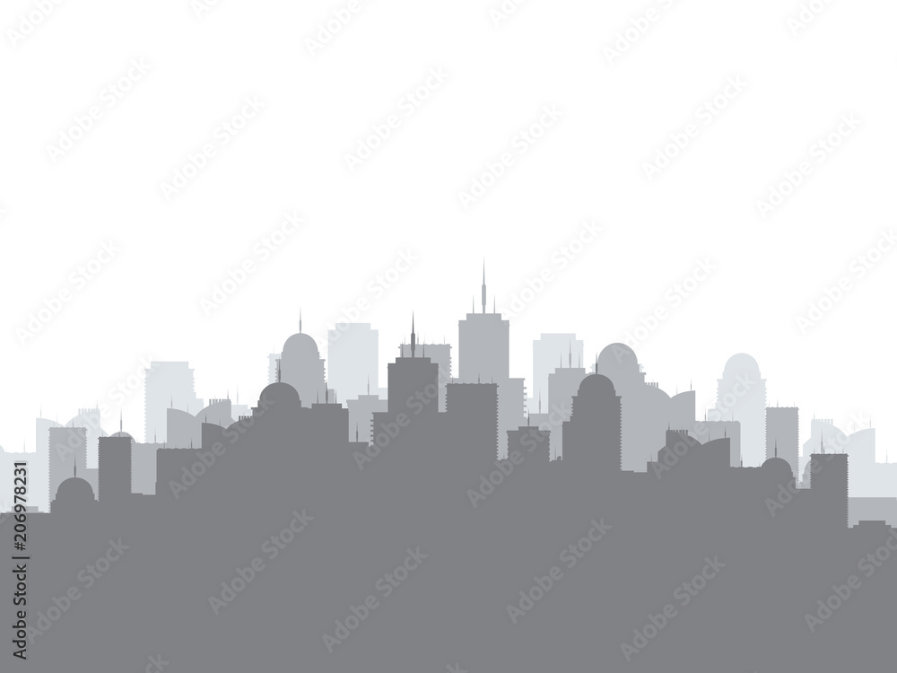 Silhouette of city skyline. Vector urban illustration