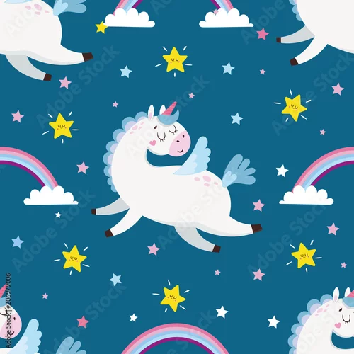 Tapeta Bezszwowy wzór z wzorem i tęczą na ciemnym tle. Ilustracji wektorowych