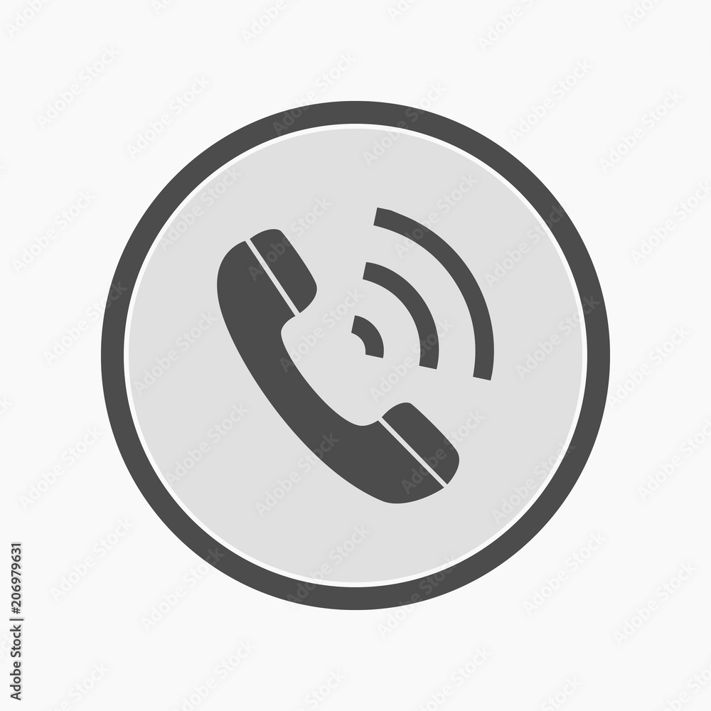 Vector icon of telephone handset over black circle Vector icon of telephone handset over black circle