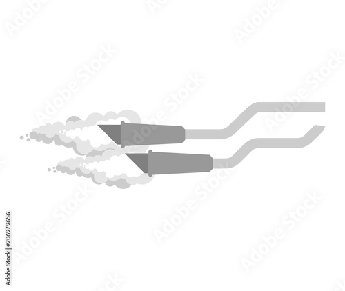 Exhaust pipe bike isolated. Motorcycle part. Vector illustration