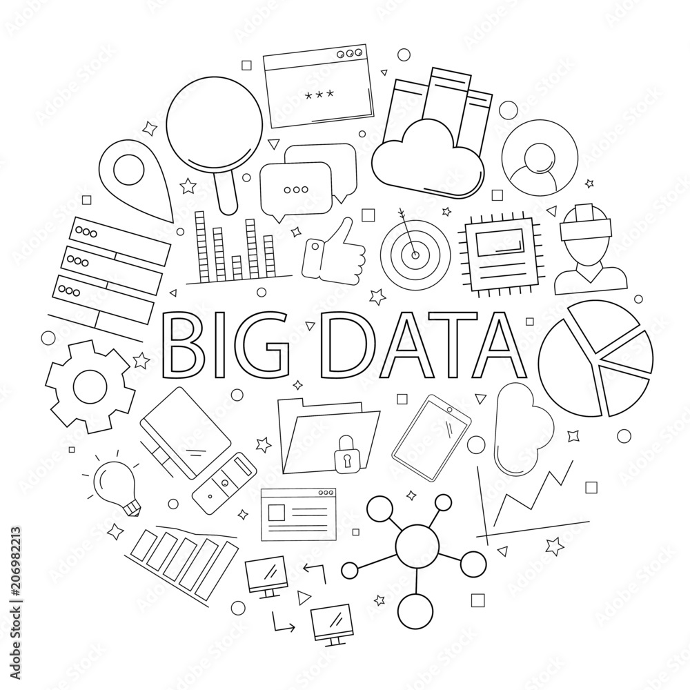 Vector big data pattern with word. Big data background	