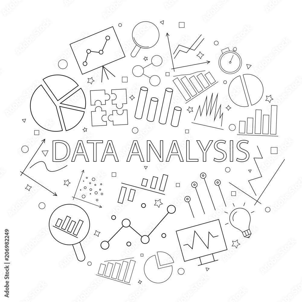 Vector data analysis pattern with word. Data analysis background	