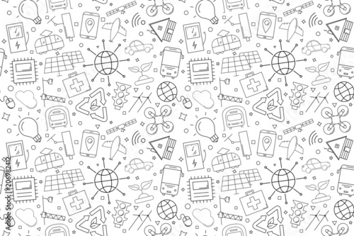 Vector Smart City pattern. Smart City seamless background