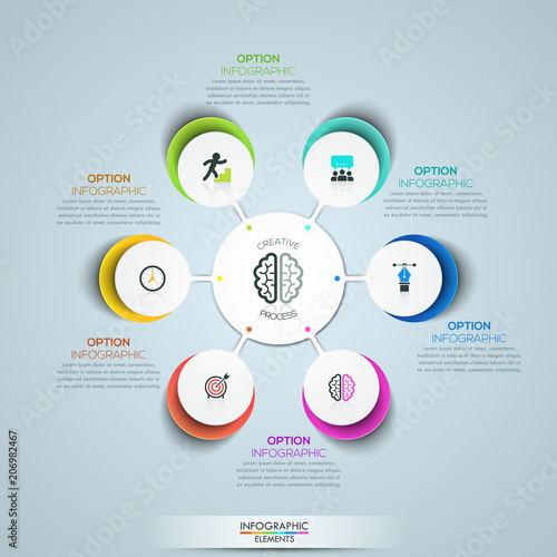 Modern infographic design template, circular flower petal diagram