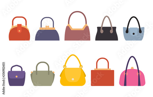 Set of Women Bags Stylish Accessory Females Vector