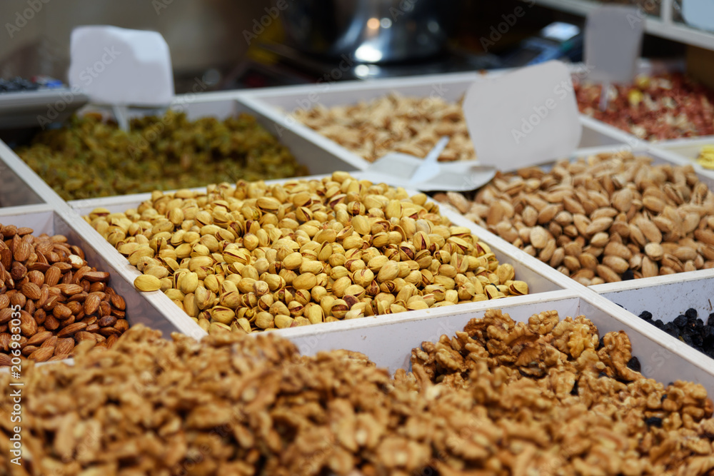 Nuts store in Grand Bazaar in Tabriz. East Azerbaijan province. Iran