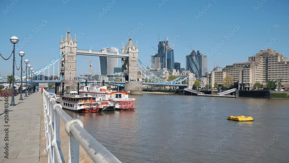 A sidewalk near the Tower Bridge. London.