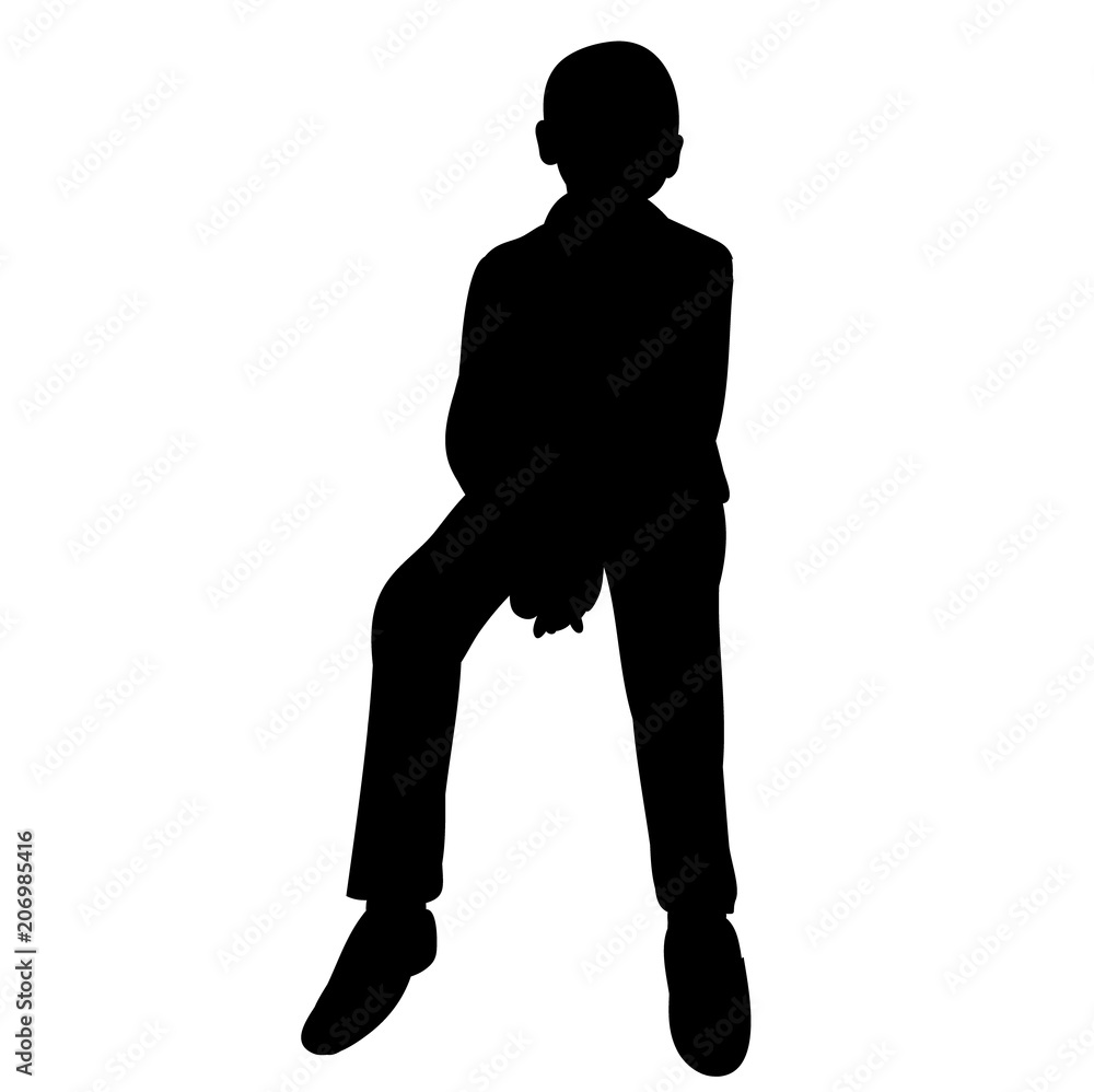 Fototapeta premium vector, isolated, icon, silhouette boy sitting