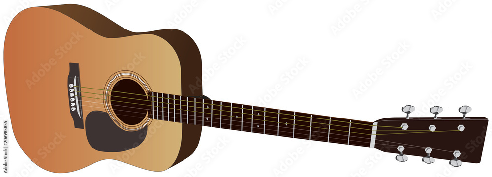 Obraz premium Realistic acoustic guitars. Vector