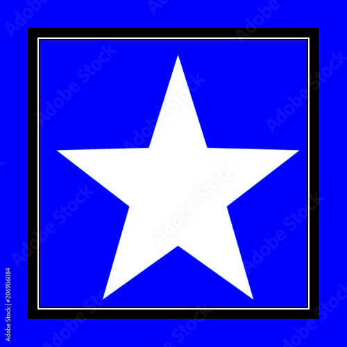 Abstract white five-pointed star on a blue backround