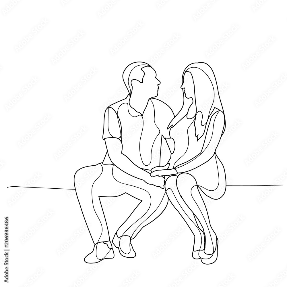  sketch girl and guy sitting