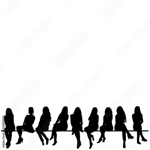 set of sitting girls