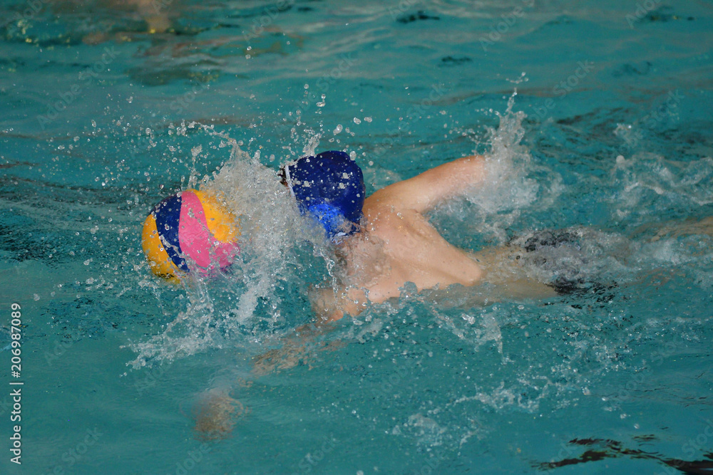 The boys play in water polo