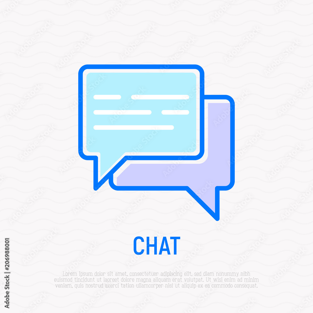 Fototapeta premium Chat thin line icon: two speech bubbles. Modern vector illustration.