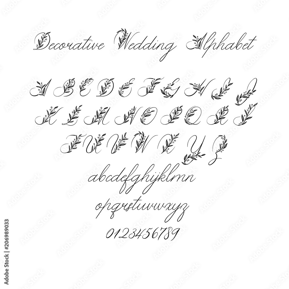 Vector Calligraphy Alphabet. Exclusive Floral Letters. Decorative ...