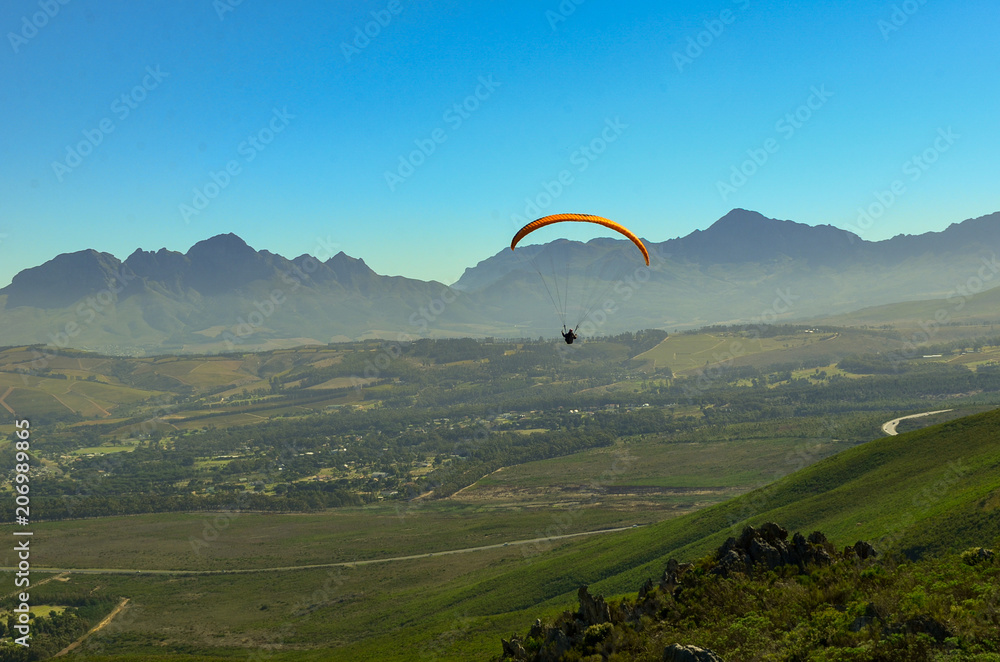 Paragliding with Beautiful view on mountains and feilds south africa Paragliding with Beautiful view on mountains and feilds south africa