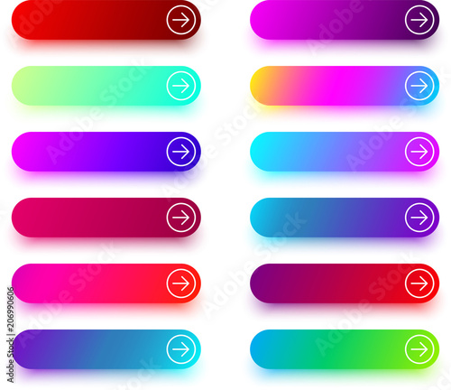 Next buttons templates with arrow isolated on white.