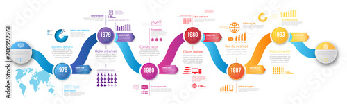 Infographics arrow timeline hystory template